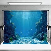 Aperturee - Blue Sea Bottom Rock Fish Seaweed Photo Backdrop